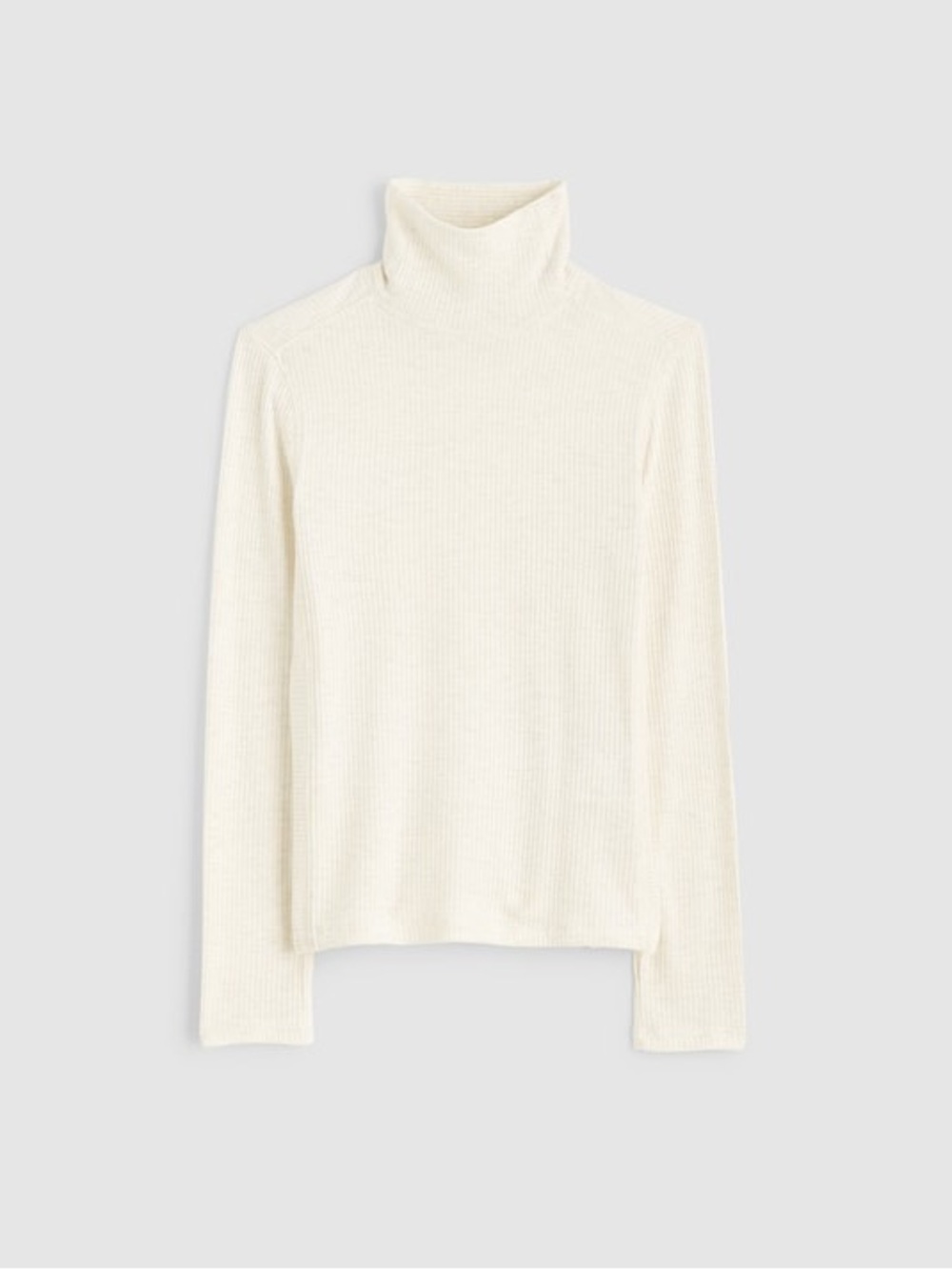 nwt madewell ribbed turtleneck long-sleeve tee in hthr cream S